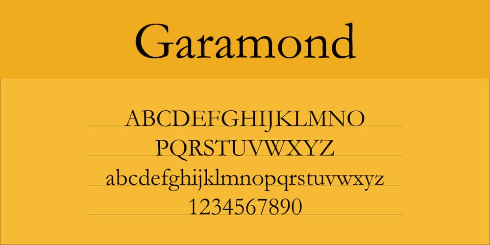 Стиль шрифта - шрифтовая группа Garamond